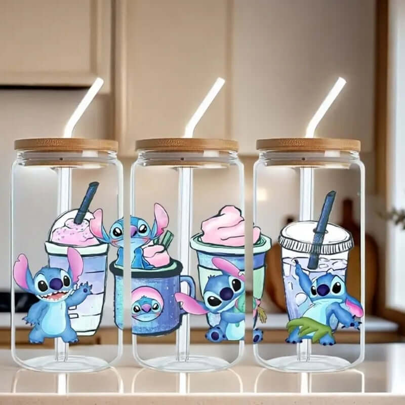 Verre personnalisé Stitch avec couvercle étanche & paille – 550 ml (10 modèles)