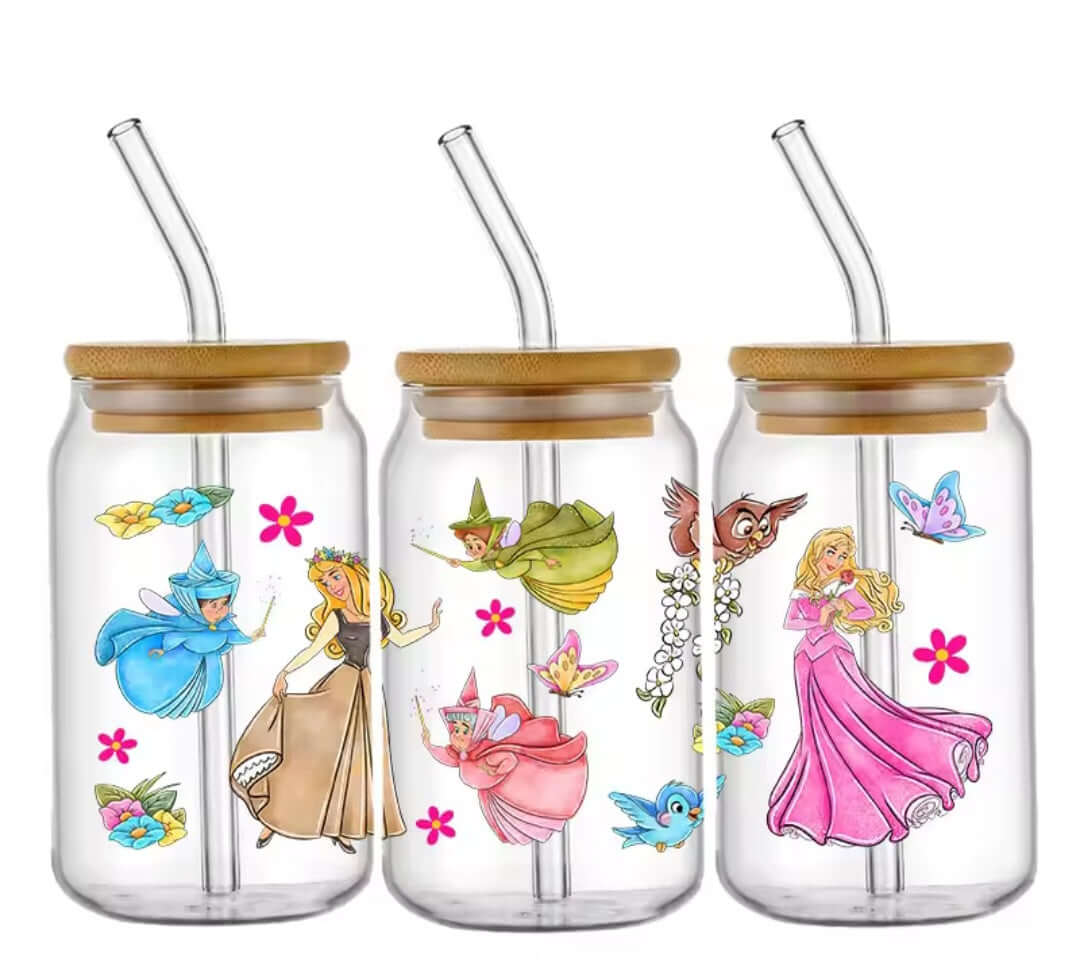Verre avec paille La belle au bois dormant - Disney