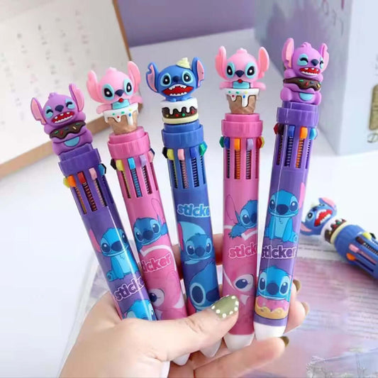 Stylo 10 Couleurs Stitch et Angel Gourmand