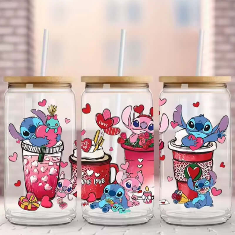 Verre personnalisé Stitch avec couvercle étanche & paille – 550 ml (10 modèles)